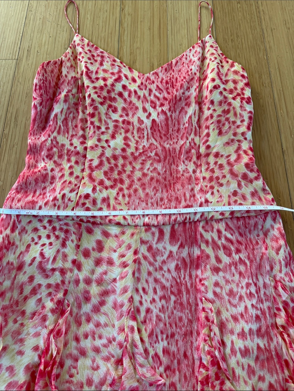 Vintage y2k silk ruffle Kay Unger pink cheeta dress with matching scarf - Picture 4 of 6